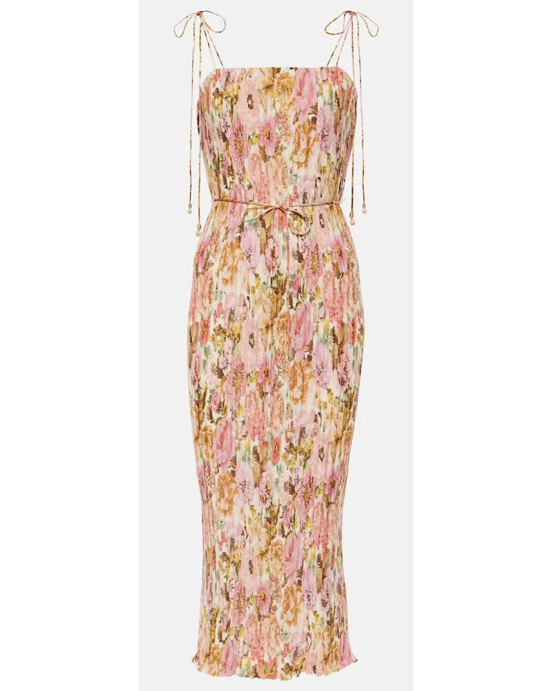 Zimmermann Abito midi Golden Pleated con stampa Multicolore