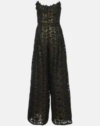 Oscar de la Renta Jumpsuit in pizzo senza spalline Nero