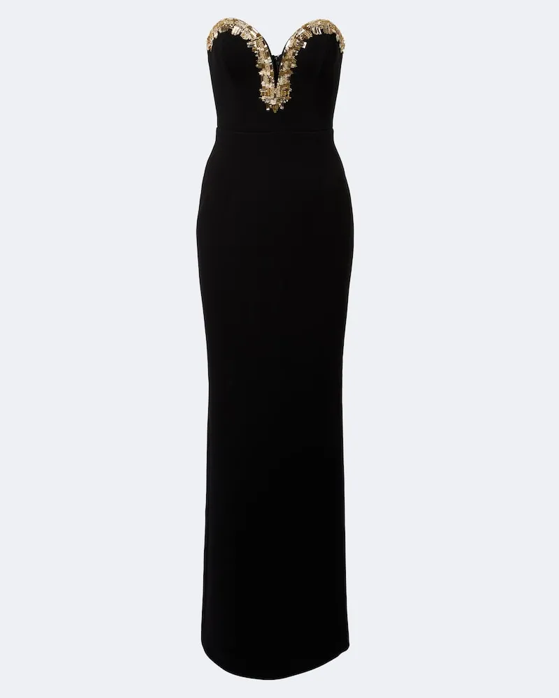 Rebecca Vallance Abito lungo bustier Alexandrite in crêpe Nero