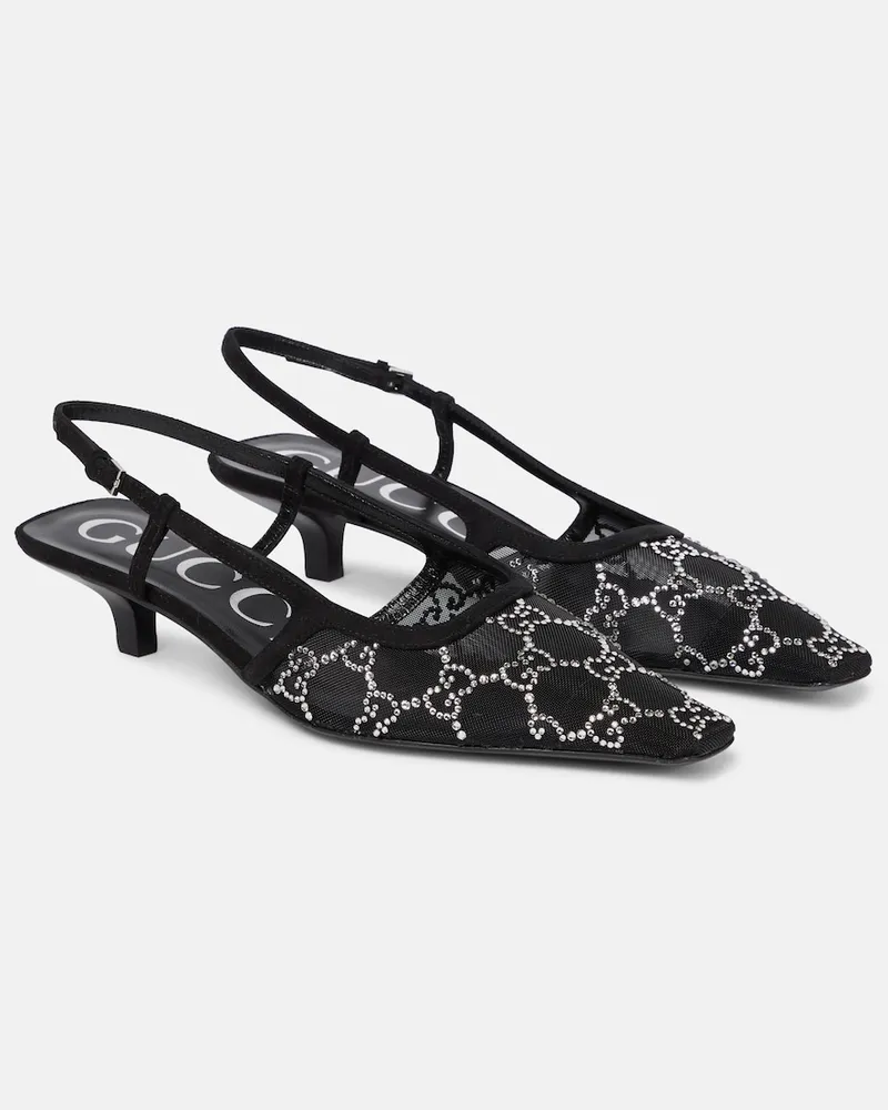 Gucci Pumps slingback Gucci Demi con cristalli Nero