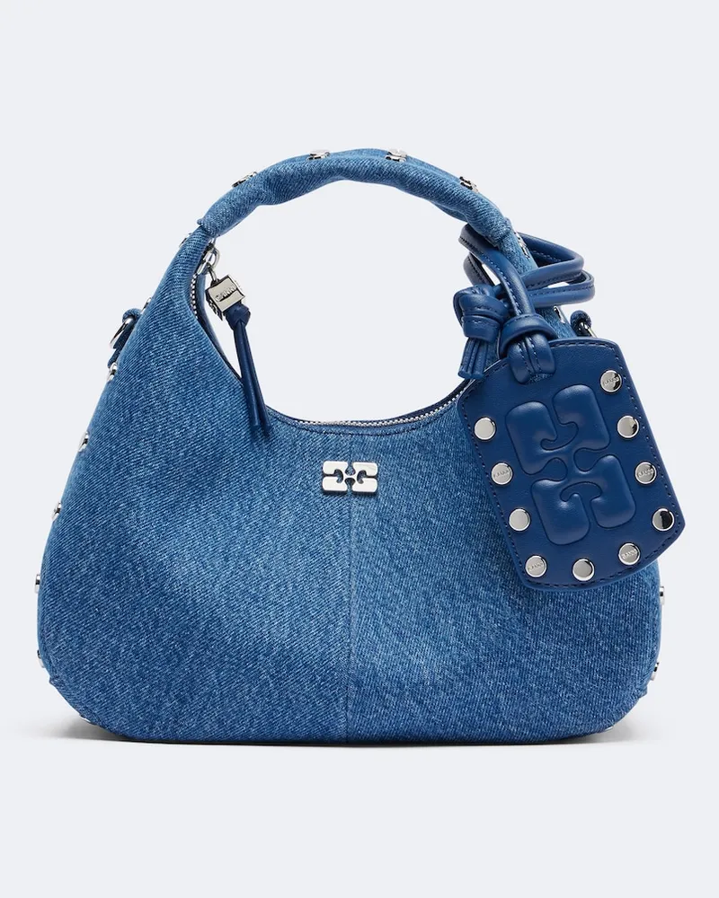 Ganni Shopper Mini in denim Blu