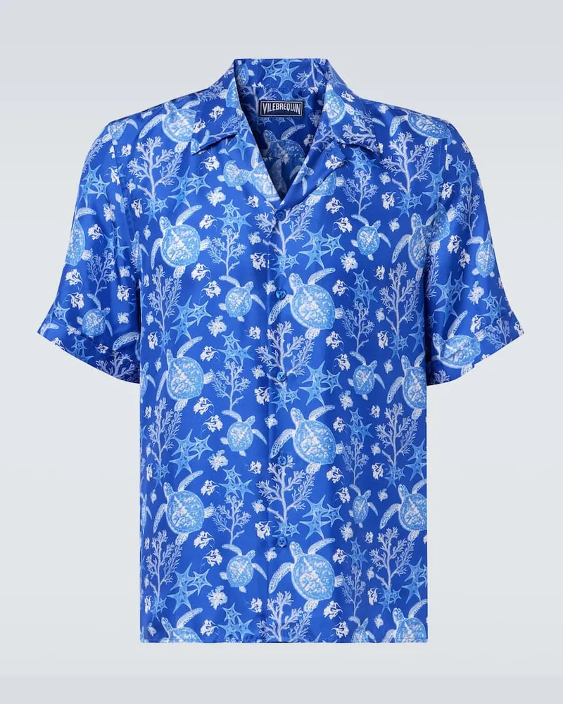 Vilebrequin Camicia bowling Charli in seta con stampa Blu