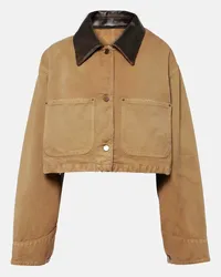 Prada Giacca cropped in canvas di cotone Beige