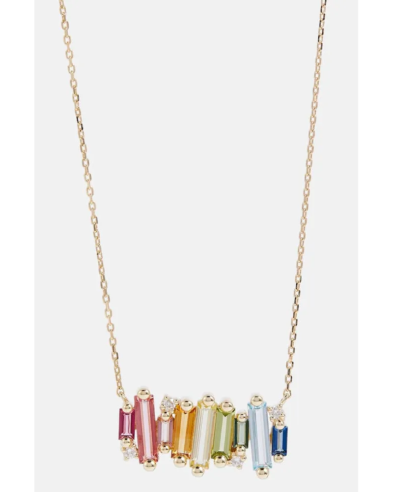 Suzanne Kalan Collana in oro 14kt con diamanti e topazi Multicolore