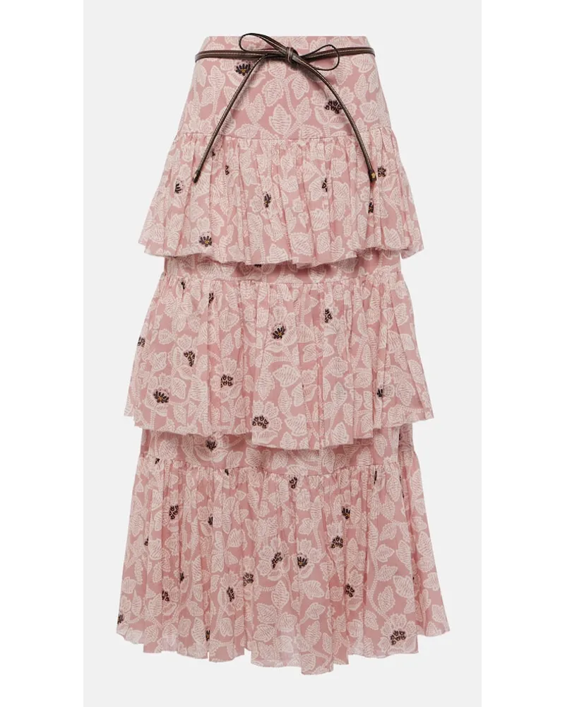 Zimmermann Gonna midi Ottie con stampa floreale Rosa