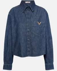 Valentino Garavani Camicia in chambray di cotone Blu