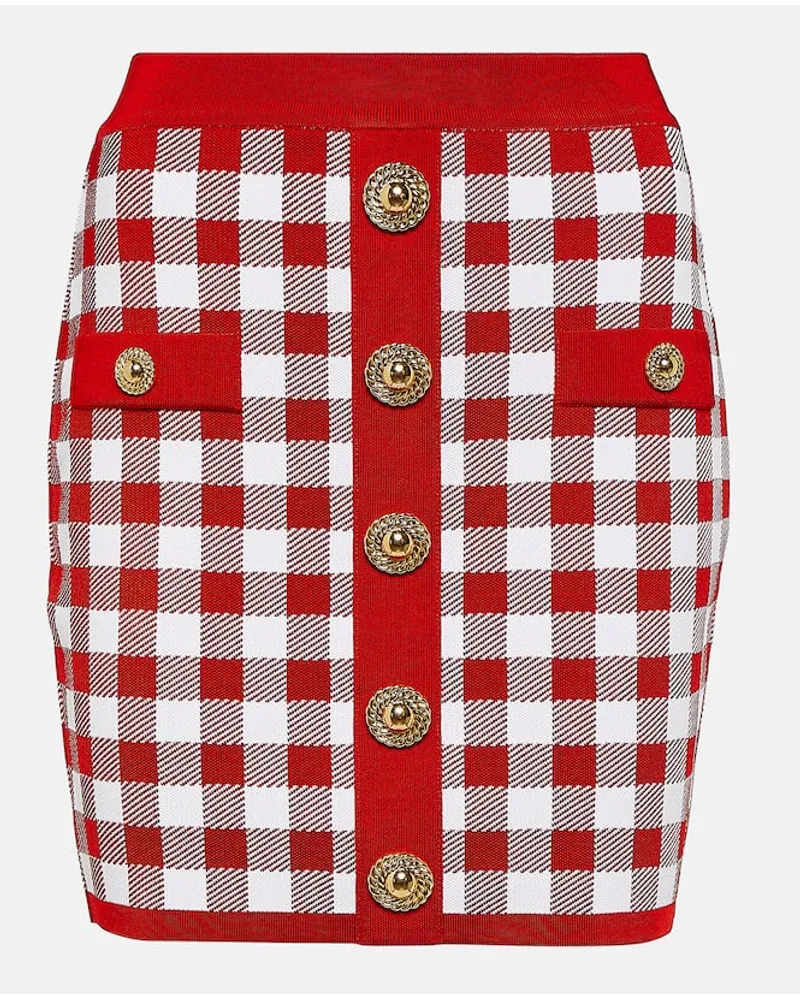 Balmain Minigonna in maglia a quadri Multicolore