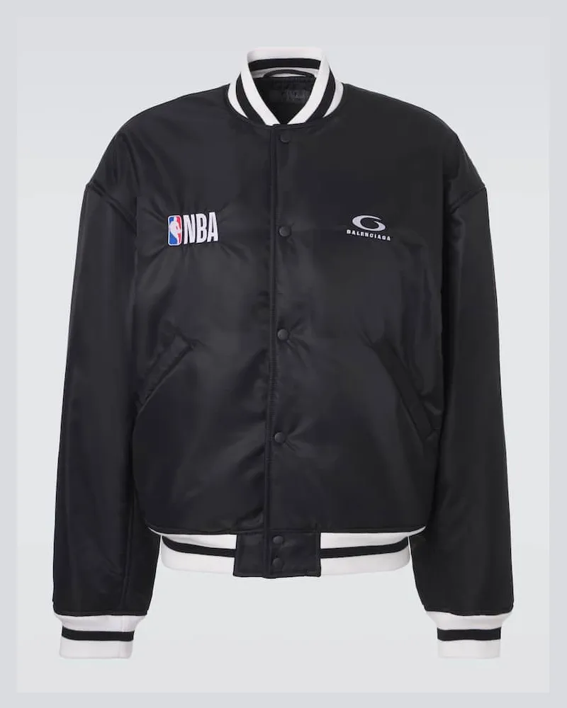 Balenciaga X NBA - Bomber in raso con logo Nero