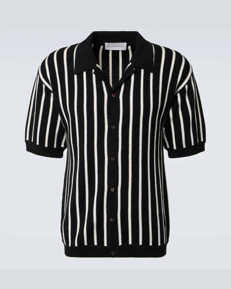 King & Tuckfield Cardigan in lana a righe Nero