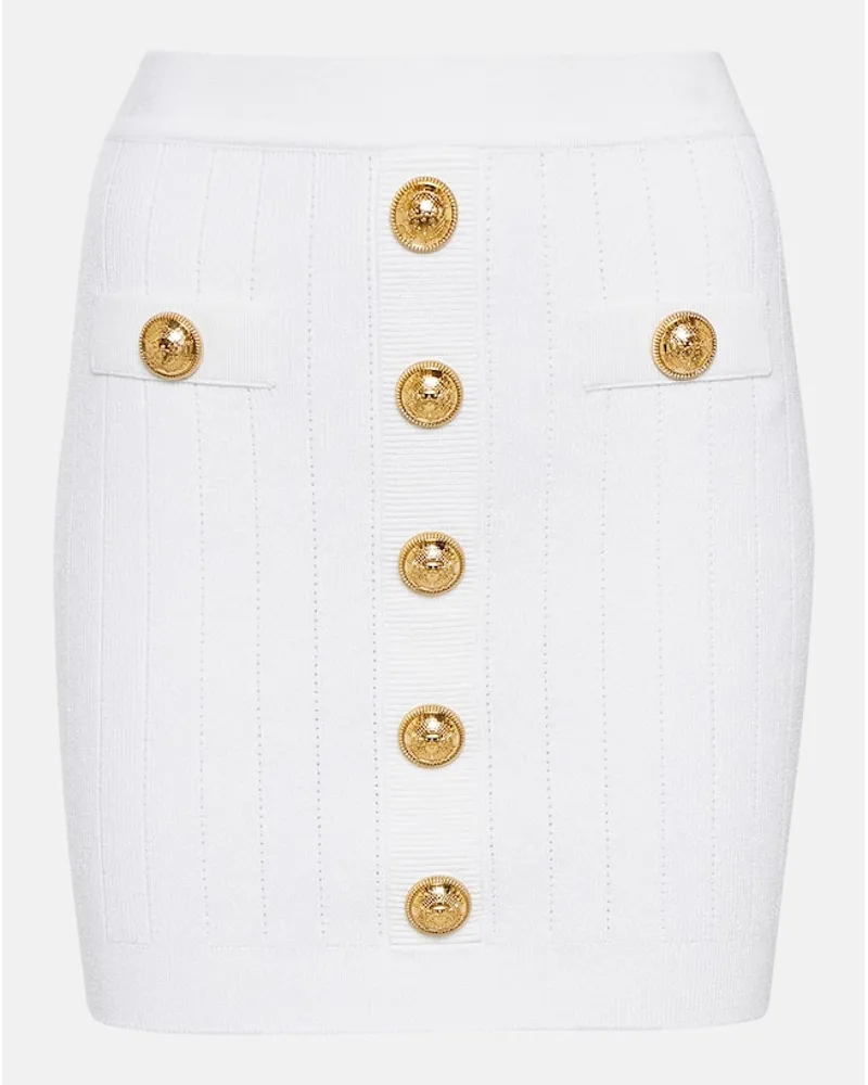 Balmain Minigonna in maglia a vita alta Bianco