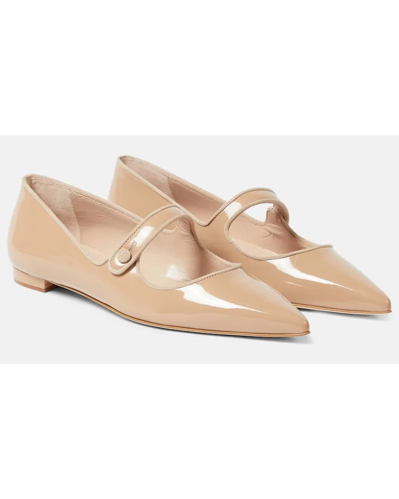 Manolo Blahnik Ballerine Campari in vernice Neutro
