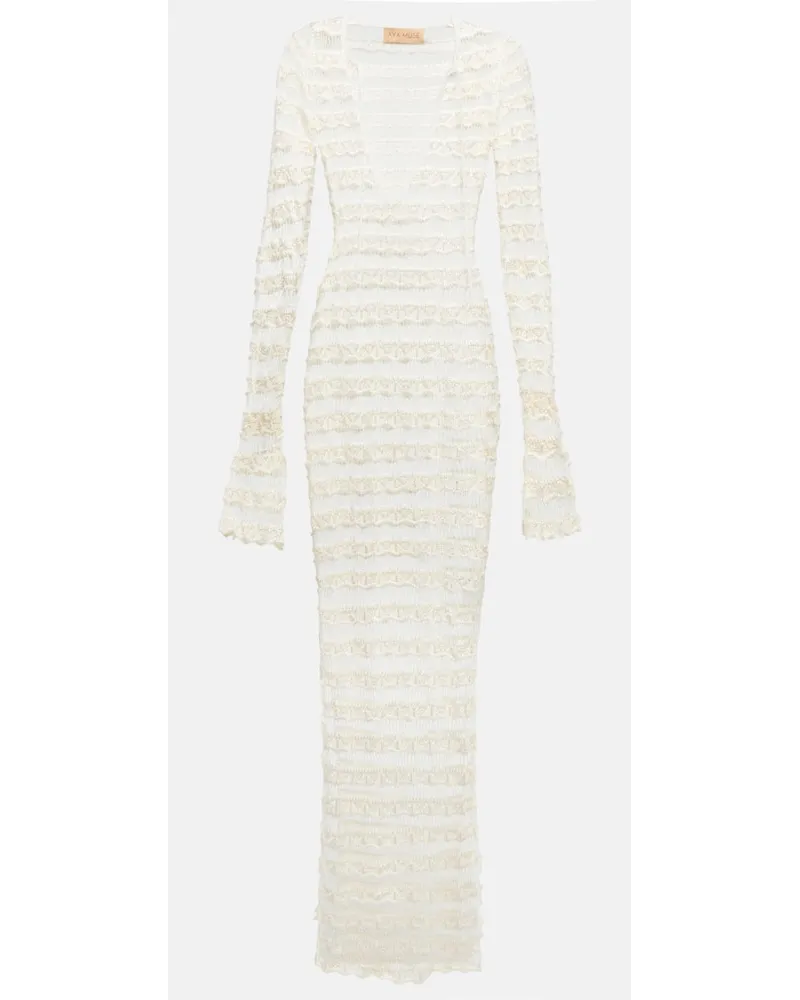 Aya Muse Abito lungo in pizzo semitrasparente Bianco