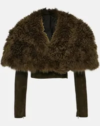 Alaïa Alaïa Giacca cropped in shearling e suede Verde