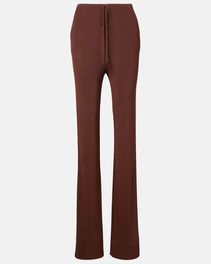 Aya Muse Pantaloni flared in maglia Marrone