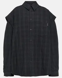 Balenciaga Camicia oversize in cotone a quadri Grigio