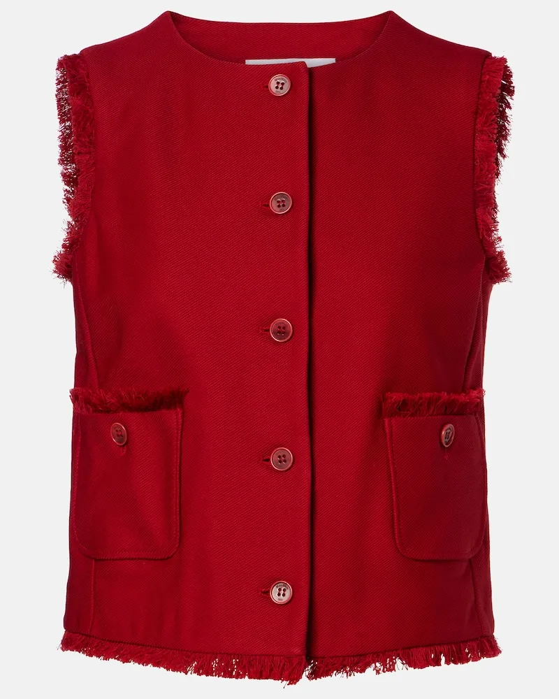 Max Mara Giacca Sumero in cotone con frange Rosso