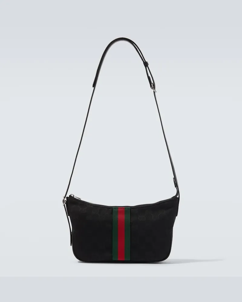 Gucci Borsa a tracolla Lunetta Small in canvas GG Nero