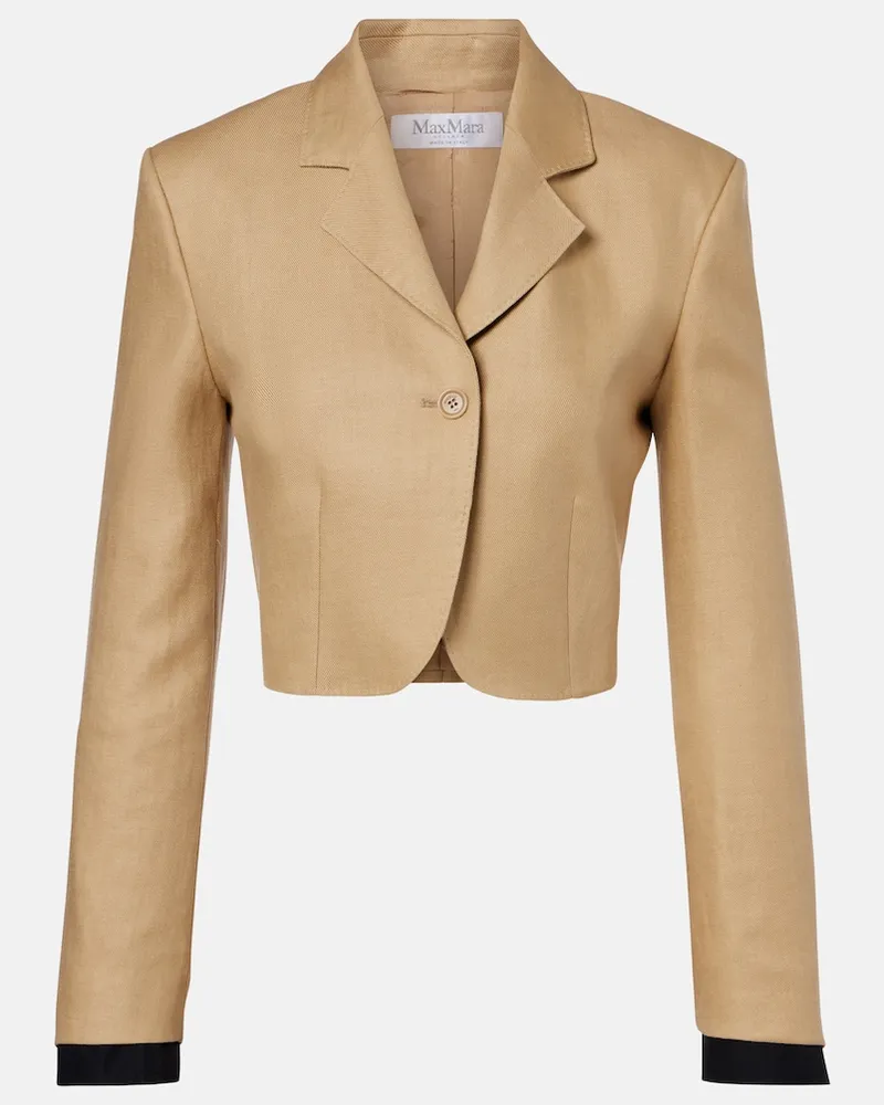 Max Mara Blazer Buono cropped in lino Beige