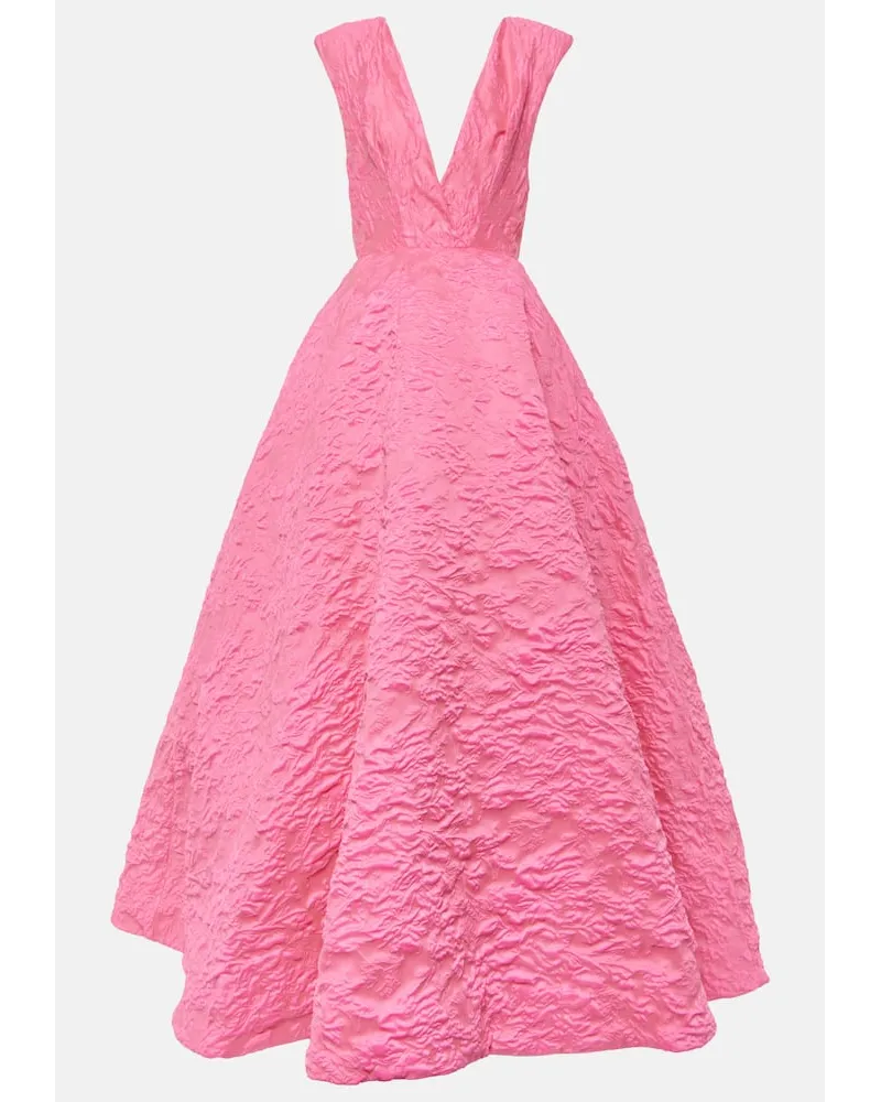 Monique Lhuillier Abito lungo in jacquard Rosa