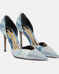 Alexandre Vauthier Pumps in denim tie-dye con decorazione Blu