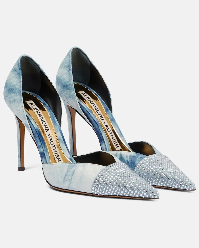 Alexandre Vauthier Pumps in denim tie-dye con decorazione Blu