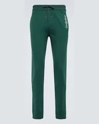 Saint Laurent Pantaloni sportivi in cotone con logo Verde