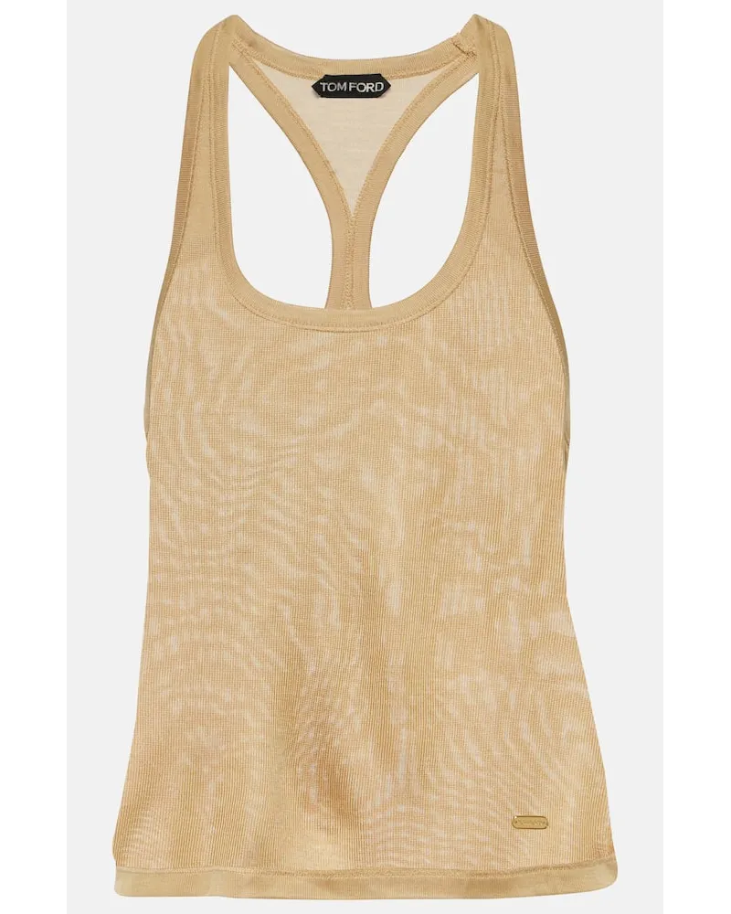 Tom Ford Top Micro-Rib in jersey di seta Giallo