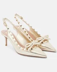 Valentino Garavani Pumps slingback Rockstud Bow in pelle Bianco