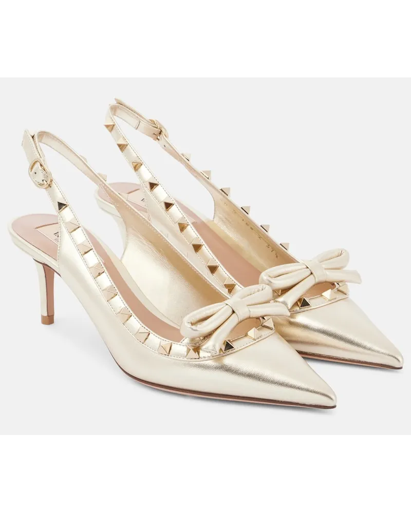 Valentino Garavani Pumps slingback Rockstud Bow in pelle Bianco