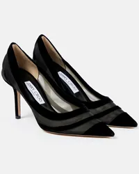 Jimmy Choo Pumps Love 85 in velluto e mesh Nero