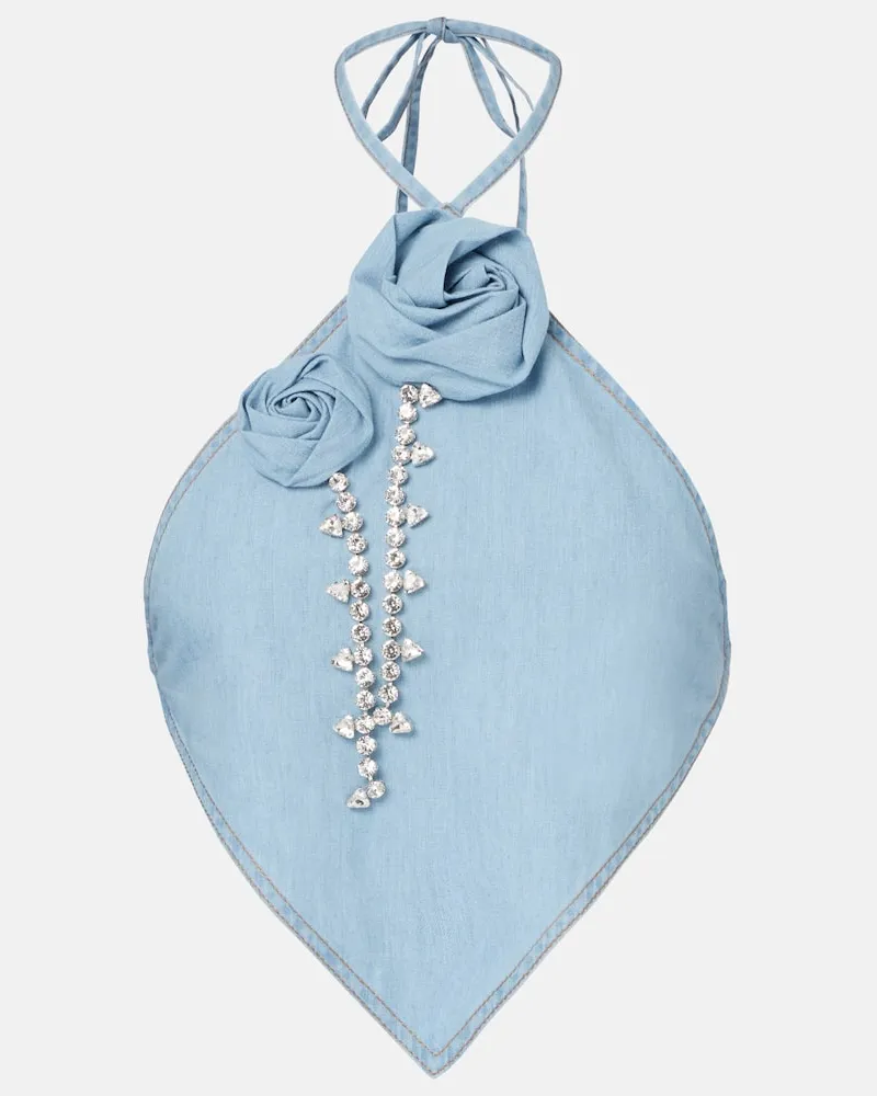 Area Top in cotone con applicazioni floreali Blu