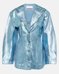 Ganni Blazer in denim metallizzato Blu