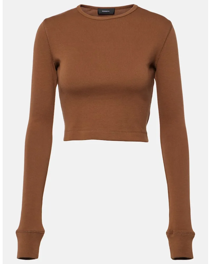 WARDROBE.NYC x Hailey Bieber - Top cropped in jersey Marrone
