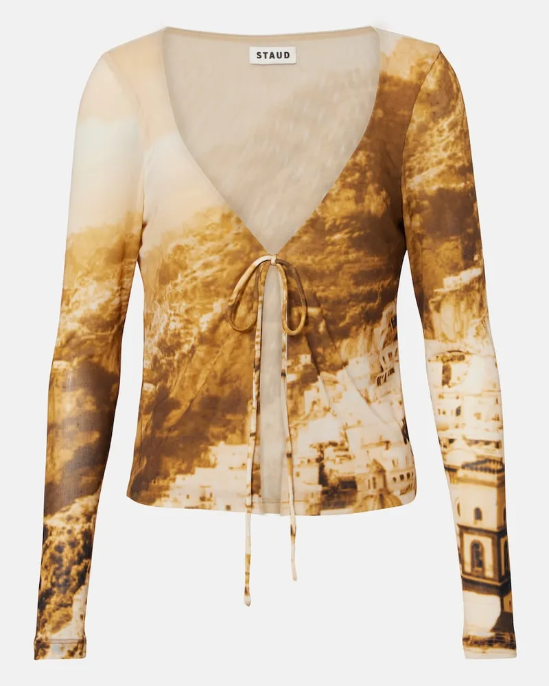 STAUD Top Avani in mesh con stampa Giallo