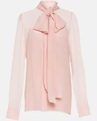 COSTARELLOS Top in seta con fiocco Rosa