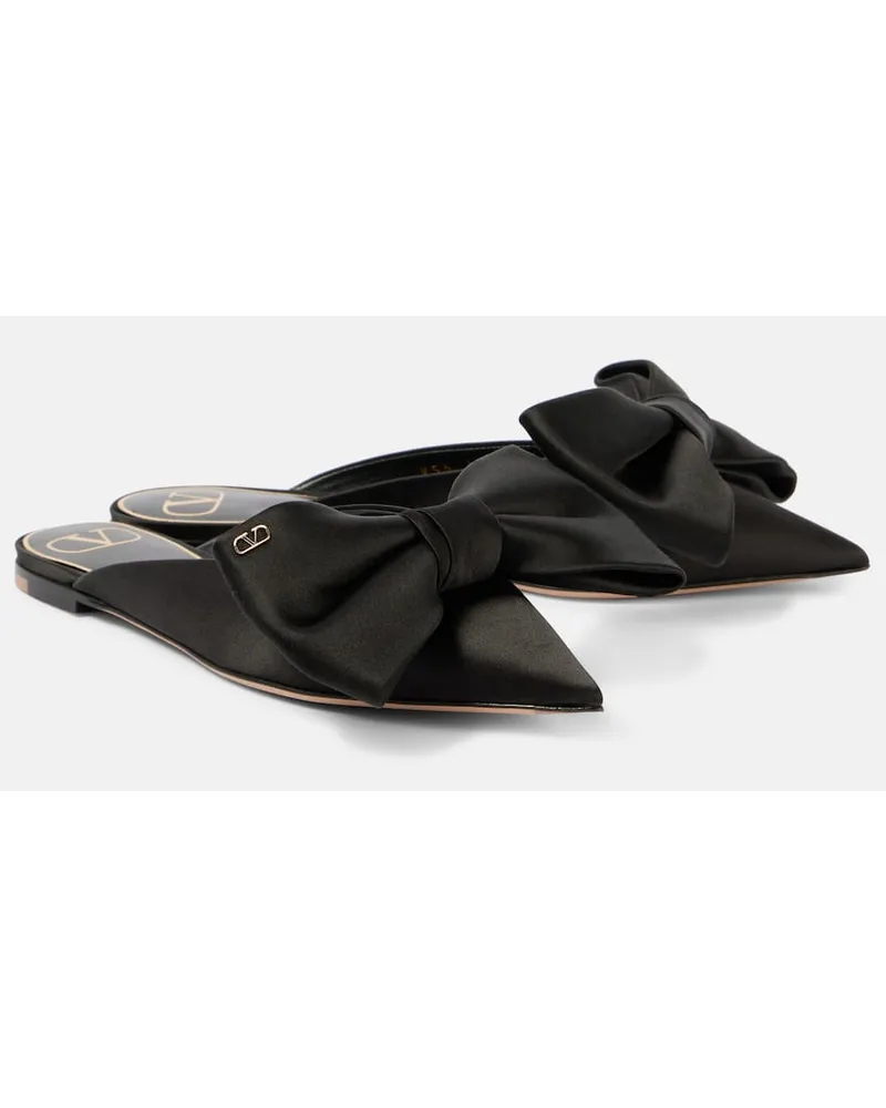 Valentino Garavani Slippers Un Château Bow in raso Nero