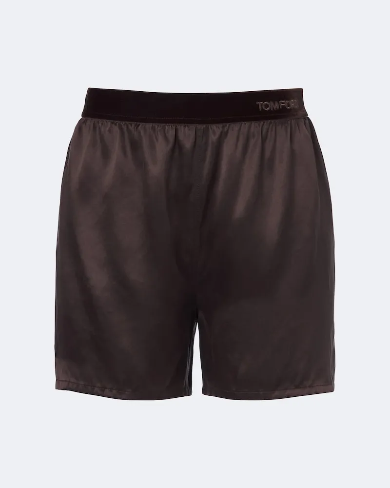 Tom Ford Shorts in seta Marrone