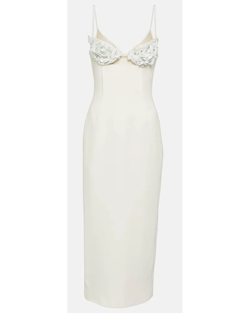 David Koma Abito midi in cady con applicazioni Bianco