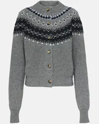 KHAITE Cardigan Michaela Fair Isle in misto cashmere Grigio