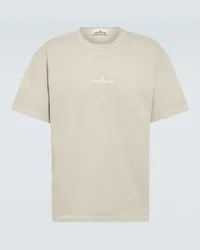 Stone Island T-shirt in jersey di cotone con logo Beige