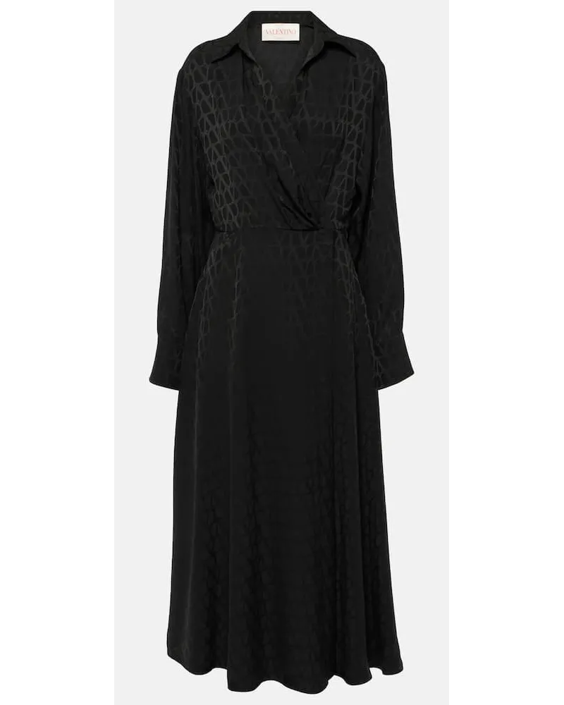 Valentino Garavani Abito midi in seta Toile Iconographe Nero