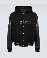 Givenchy Giacca varsity con logo e pelle Nero