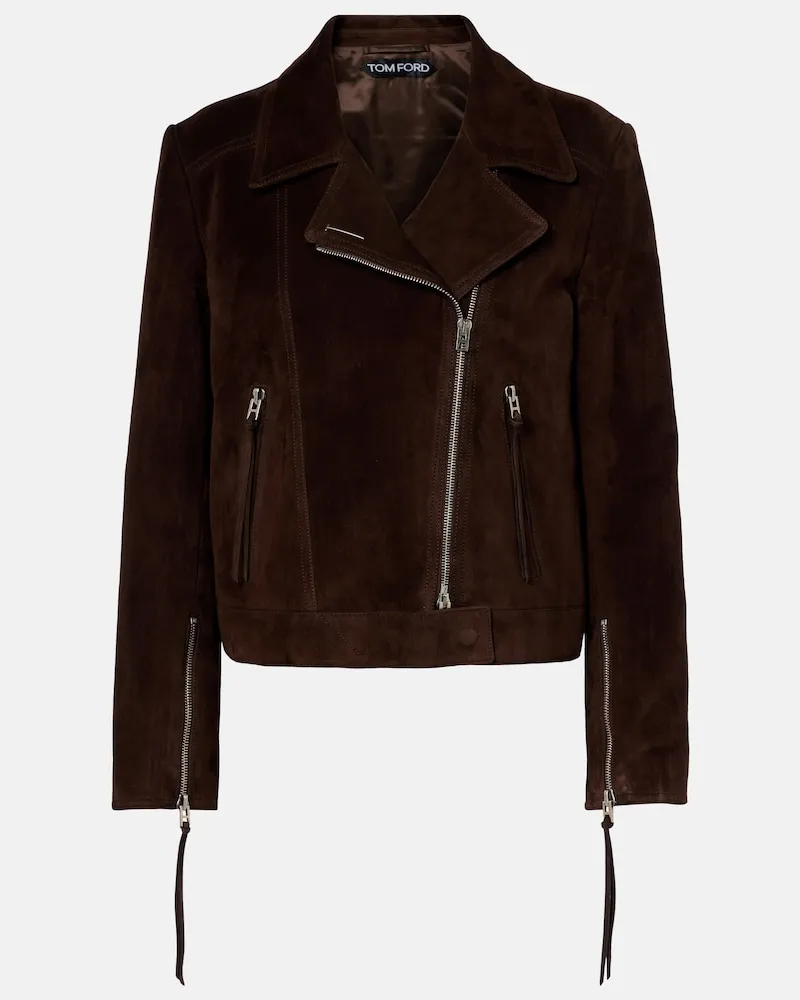 Tom Ford Giacca biker in camoscio Marrone