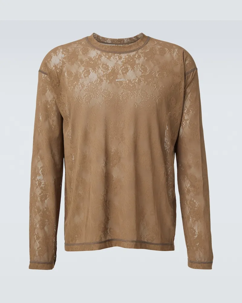 Satisfy T-shirt SpaceLace in pizzo Marrone