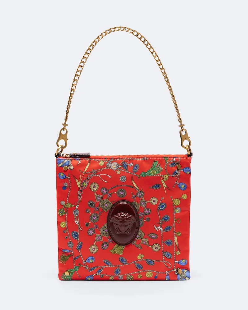 Versace Borsa a spalla Medusa in duchesse con stampa Rosso