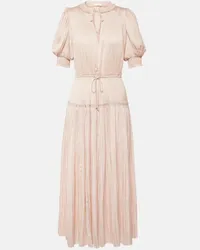 Ulla Johnson Abito midi Astrid in raso plissé Rosa