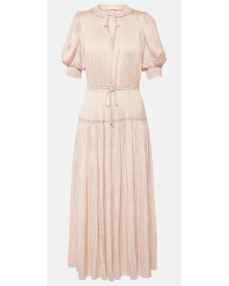 Ulla Johnson Abito midi Astrid in raso plissÃ Rosa