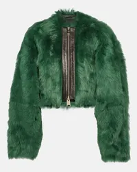 KHAITE Giacca Gracell in shearling con pelle Verde