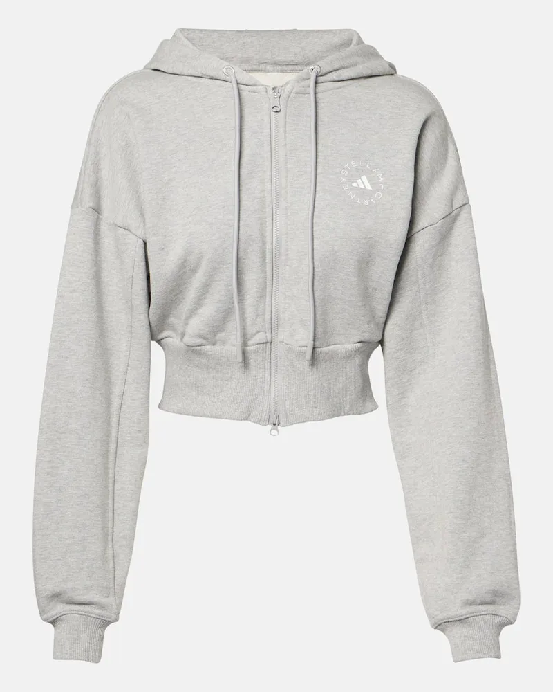 adidas Felpa cropped in jersey di cotone Grigio