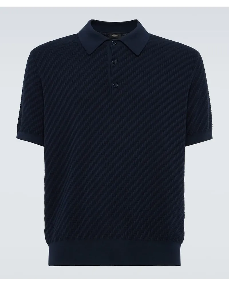 Brioni Polo in cotone, seta e cashmere Blu